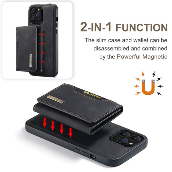 DG.MING 2 in 1 Magnetic Card Slot Case iPhone 16 Pro Black