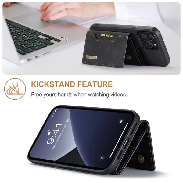 DG.MING 2 in 1 Magnetic Card Slot Case iPhone 16 Pro Black