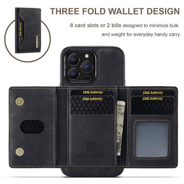 DG.MING 2 in 1 Magnetic Card Slot Case iPhone 16 Pro Black