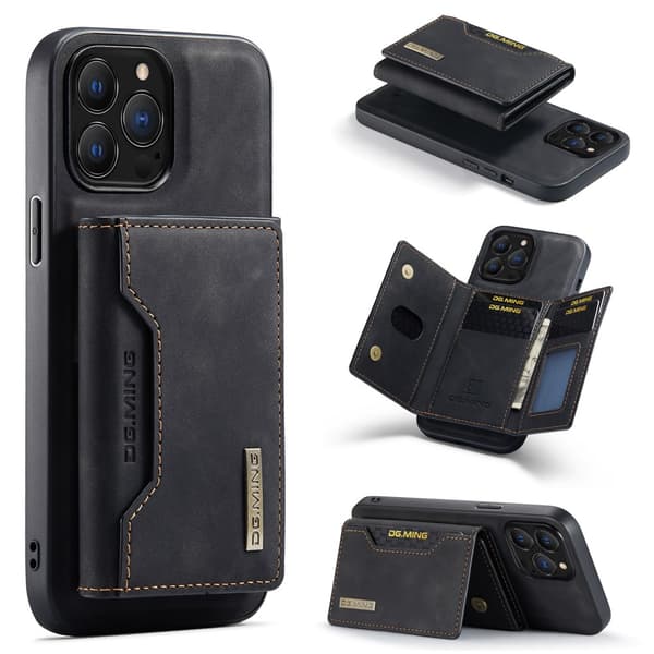 DG.MING 2 in 1 Magnetic Card Slot Case iPhone 16 Pro Black
