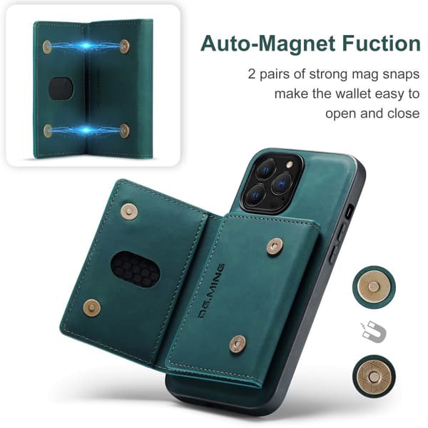 DG.MING 2 in 1 Magnetic Card Slot Case iPhone 16 Pro Max Green