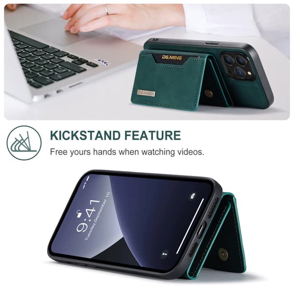 DG.MING 2 in 1 Magnetic Card Slot Case iPhone 16 Pro Max Green