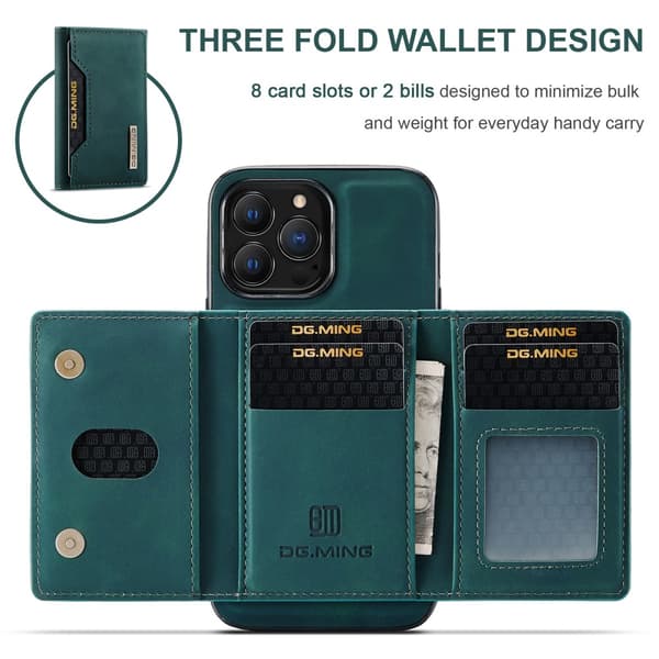 DG.MING 2 in 1 Magnetic Card Slot Case iPhone 16 Pro Max Green