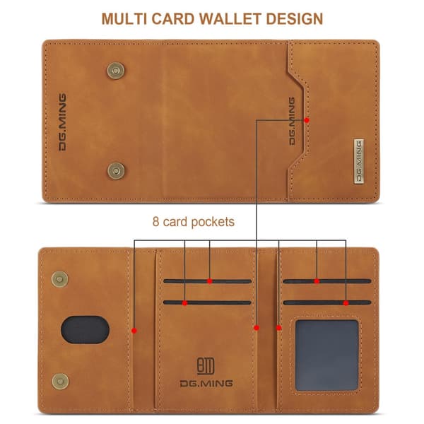 DG.MING 2 in 1 Magnetic Card Slot Case iPhone 16 Pro Max Cognac