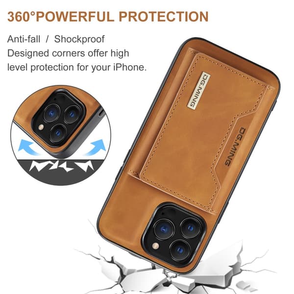 DG.MING 2 in 1 Magnetic Card Slot Case iPhone 16 Pro Max Cognac