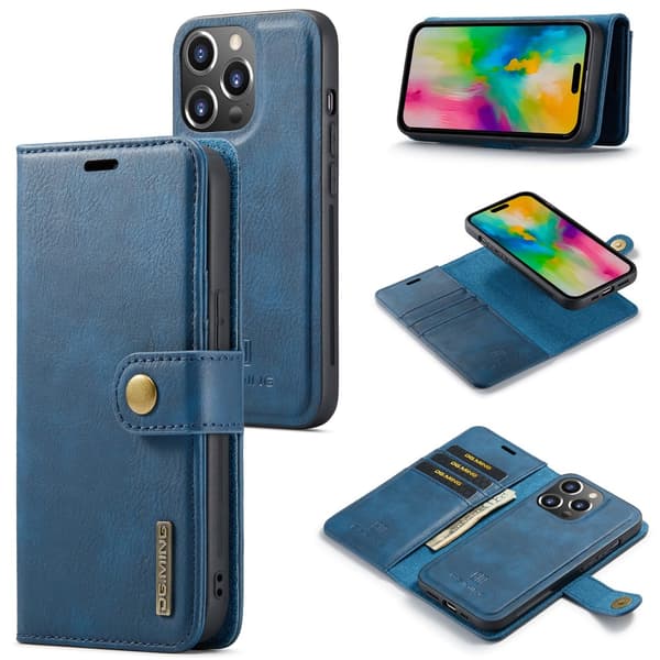 DG.MING 2-in-1 Magnet Wallet iPhone 16 Pro Blue