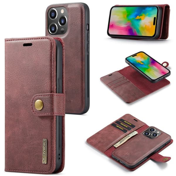 DG.MING 2-in-1 Magnet Wallet iPhone 16 Pro Max Red
