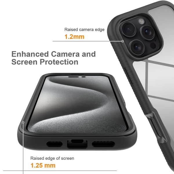 360 Full Cover Edge Case iPhone 16 Pro Max Black