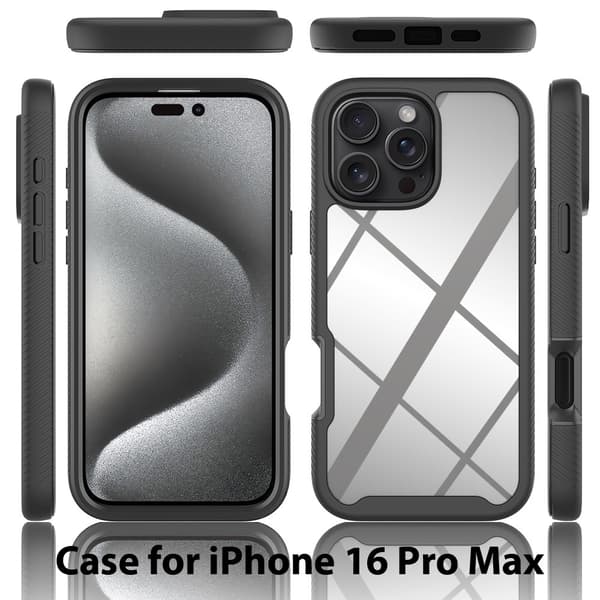 360 Full Cover Edge Case iPhone 16 Pro Max Black