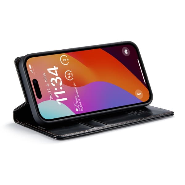 CaseMe Läderfodral iPhone 16 Pro Svart