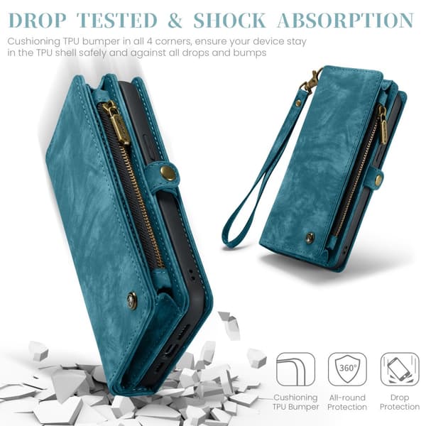CaseMe Multi-Slot 2 i 1 Plånboksfodral iPhone 16 Pro Max Blå