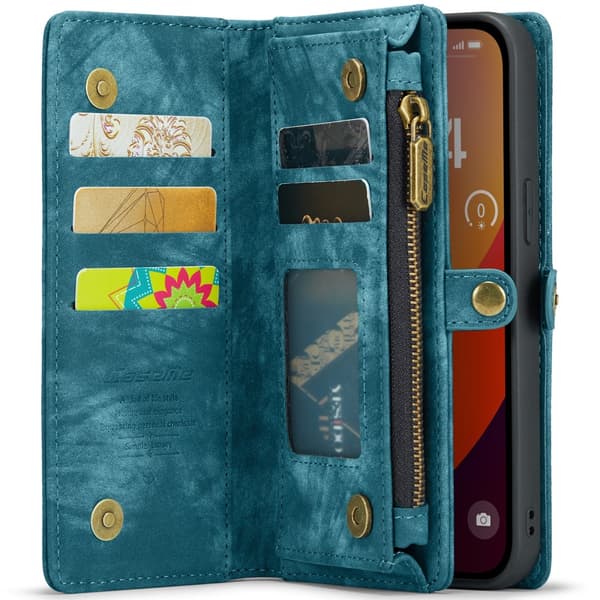 CaseMe Multi-Slot 2 i 1 Plånboksfodral iPhone 16 Pro Max Blå