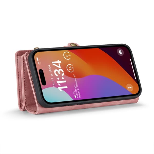 CaseMe Multi-Slot 2 i 1 Plånboksfodral iPhone 16 Pro Max Rosa