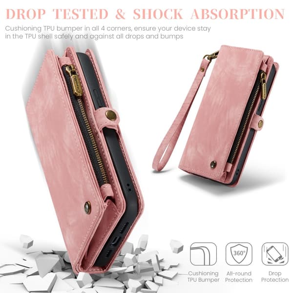 CaseMe Multi-Slot 2 i 1 Plånboksfodral iPhone 16 Pro Max Rosa
