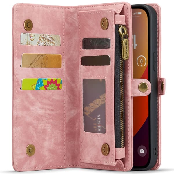 CaseMe Multi-Slot 2 i 1 Plånboksfodral iPhone 16 Pro Max Rosa