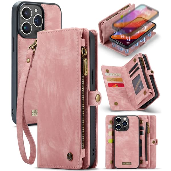 CaseMe Multi-Slot 2 i 1 Plånboksfodral iPhone 16 Pro Max Rosa