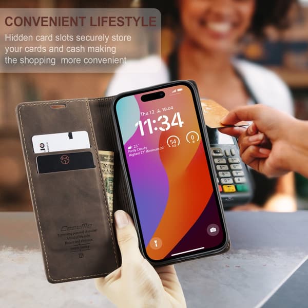 CaseMe Slim Plånboksfodral iPhone 16 Pro Max Brun