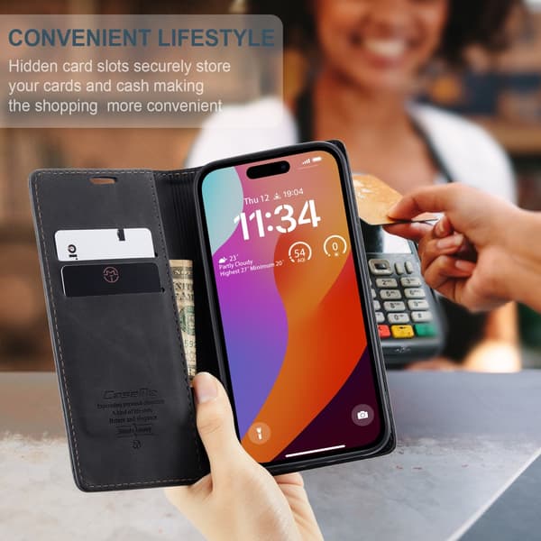 CaseMe Slim Plånboksfodral iPhone 16 Pro Max Svart