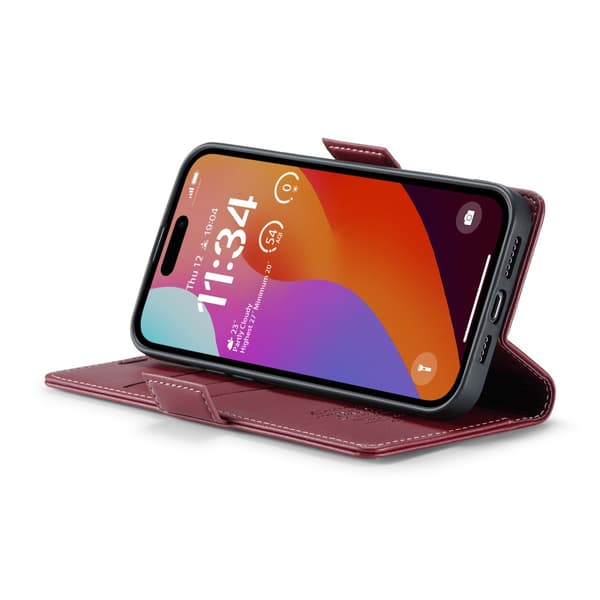 CaseMe Slim Plånboksfodral RFID-skydd iPhone 16 Pro Röd