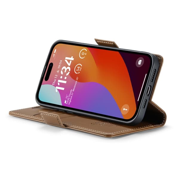 CaseMe Slim Plånboksfodral RFID-skydd iPhone 16 Pro Brun