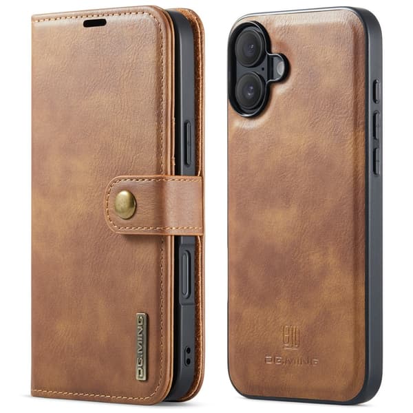 DG.MING 2-in-1 Magnet Wallet iPhone 16 Plus Cognac
