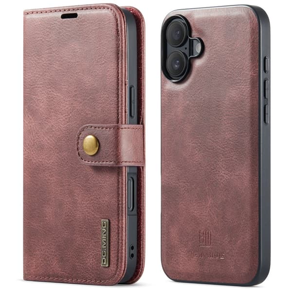 DG.MING 2-in-1 Magnet Wallet iPhone 16 Plus Red