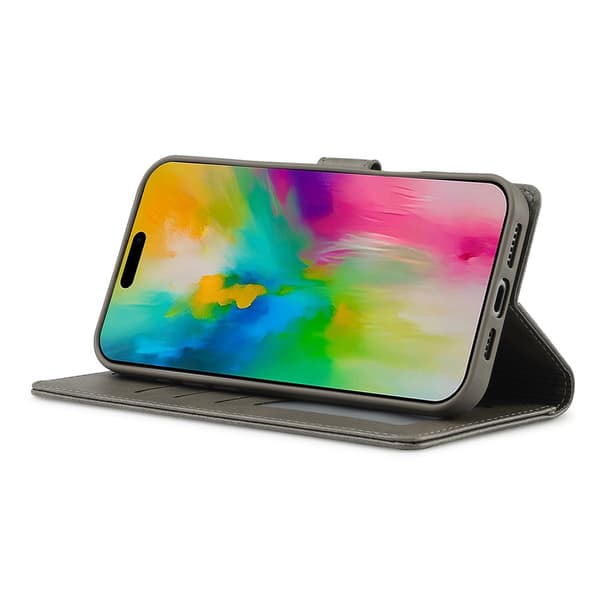 LC.IMEEKE Plånboksfodral iPhone 16 Pro Grå