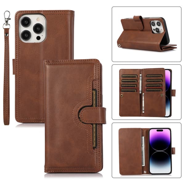 Plånboksfodral Multi-Slot iPhone 16 Pro Max Brun