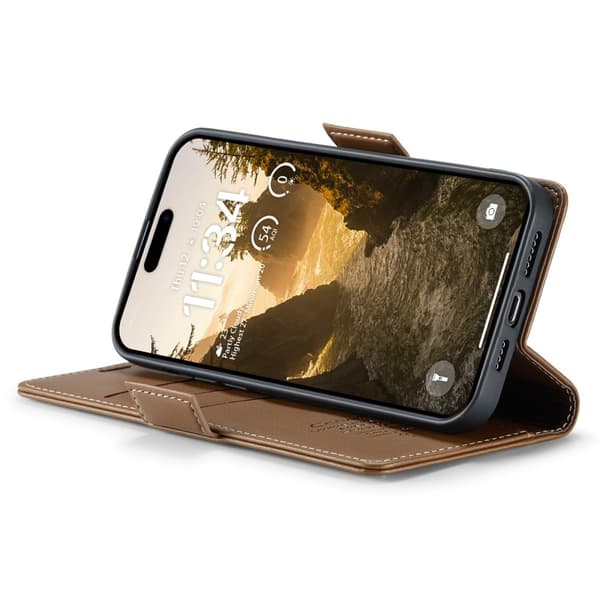 CaseMe Slim Plånboksfodral RFID-skydd iPhone 16 Plus Brun