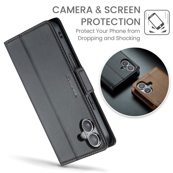 CaseMe Slim Plånboksfodral RFID-skydd iPhone 16 Plus Svart