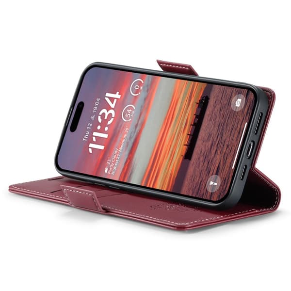 CaseMe Slim Plånboksfodral RFID-skydd iPhone 16 Röd