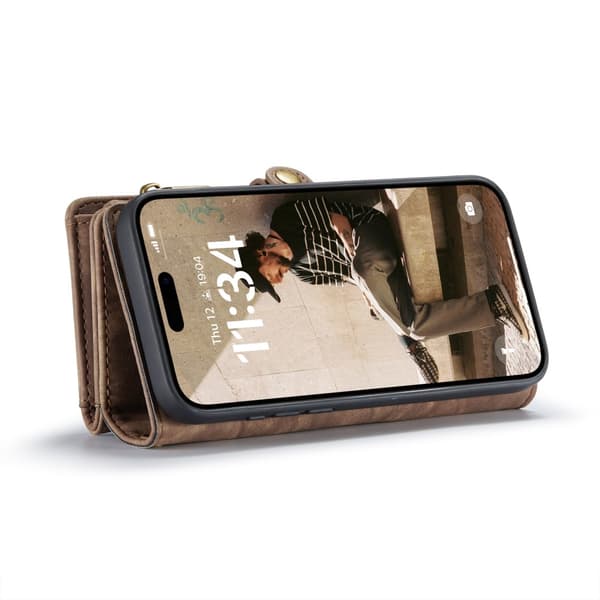 CaseMe Multi-Slot 2 i 1 Plånboksfodral iPhone 16 Plus Brun