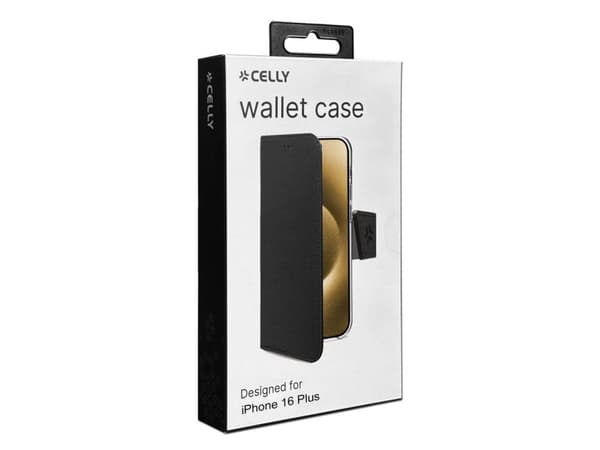 Celly WALLY1080, Plånbok, Apple, iPhone 16 Plus, 17 cm (6.7"), Svart