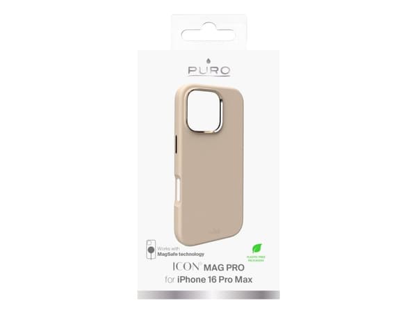 PURO Icon Mag Pro - Baksidesskydd för mobiltelefon - flytande silikon, mikrofiber - sandskal - för Apple iPhone 16 Pro Max