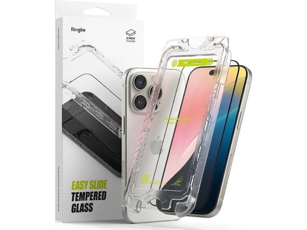 Ringke SZKŁO HARTOWANE RINGKE EASY SLIDE 2-PACK IPHONE 16 PRO MAX BLACK