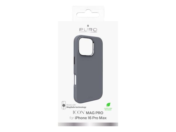 Puro Icon Mag Pro MagSafe silikonikotelo iPhone 16 Pro Max - tummanharmaa - tumma harmaa