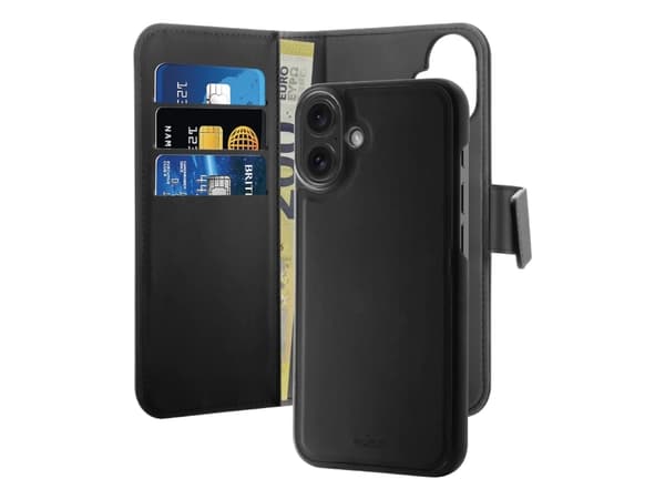 Etui z ekoskóry Puro Wallet Detachable MagSafe 2w1 z klapką i portfelem do iPhone 16 - lajittelu