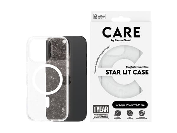 CARE by PanzerGlass - Baksidesskydd för mobiltelefon - MagSafe-kompatibilitet - stjärnbelyst - för Apple iPhone 16 Pro