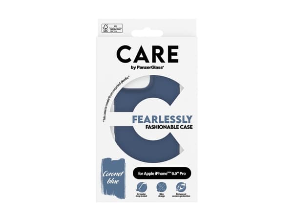 CARE by PanzerGlass - Baksidesskydd för mobiltelefon - termoplastisk polyuretan (TPU) - koronett blå - för Apple iPhone 16 Pro Max