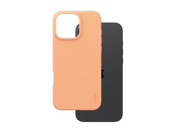 CARE by PanzerGlass - Baksidesskydd för mobiltelefon - termoplastisk polyuretan (TPU), silikonbeläggning - peach fuzz - för Apple iPhone 16 Pro Max