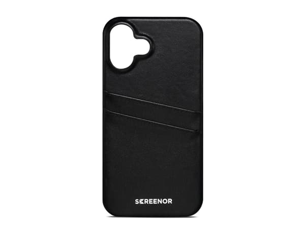 Screenor Lumo - Baksidedeksel for mobiltelefon - ekte skinn, termoplast-polyuretan (TPU) - svart - for Apple iPhone 16 Plus