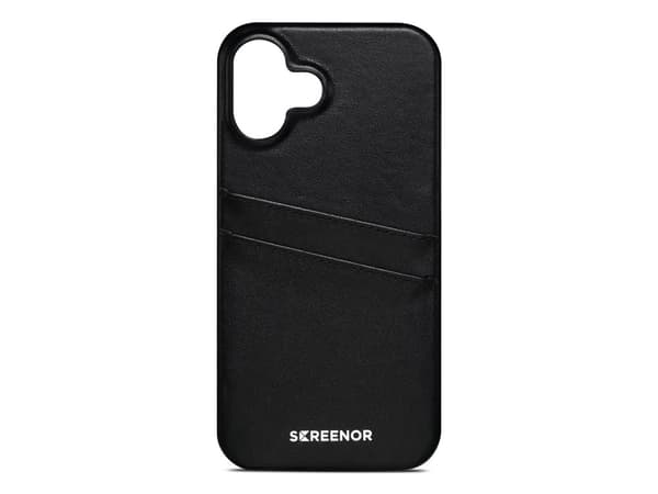 Screenor Lumo - Baksidedeksel for mobiltelefon - ekte skinn, termoplast-polyuretan (TPU) - svart - for Apple iPhone 16 Plus