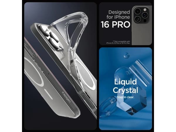 Spigen Liquid Crystal MagFit, Omslag, Apple, iPhone 16 Pro, 16 cm (6.3"), Transparent
