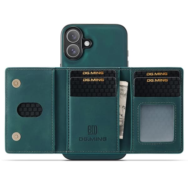 DG.MING 2 in 1 Magnetic Card Slot Case iPhone 16 Green