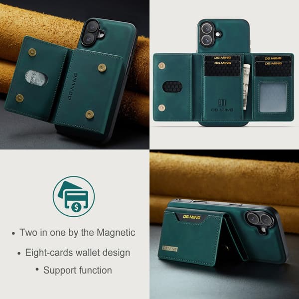 DG.MING 2 in 1 Magnetic Card Slot Case iPhone 16 Green