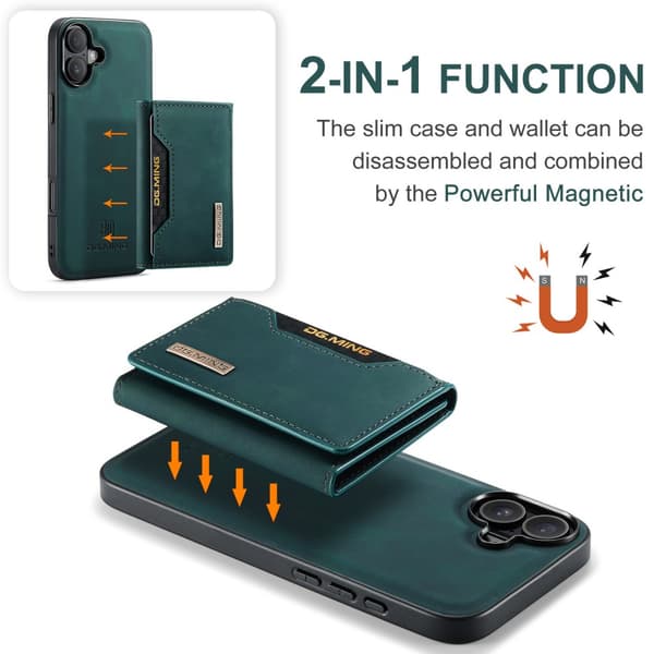 DG.MING 2 in 1 Magnetic Card Slot Case iPhone 16 Green
