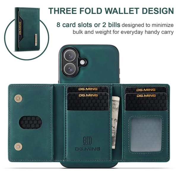 DG.MING 2 in 1 Magnetic Card Slot Case iPhone 16 Green