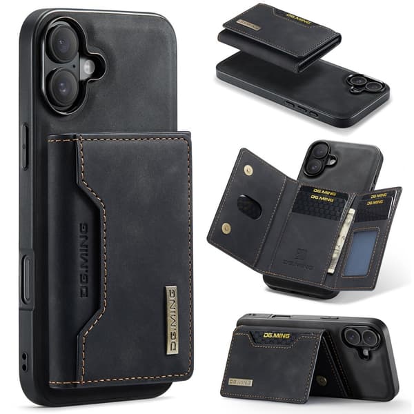DG.MING 2 in 1 Magnetic Card Slot Case iPhone 16 Plus Black