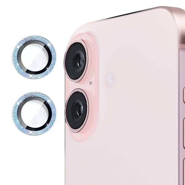 Hat Prince Glitter Linsskydd iPhone 16 Plus Blå