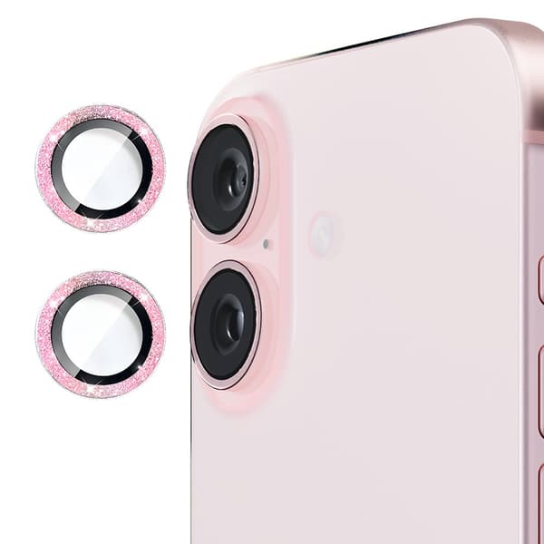 Hat Prince Glitter Linsskydd iPhone 16 Plus Rosa